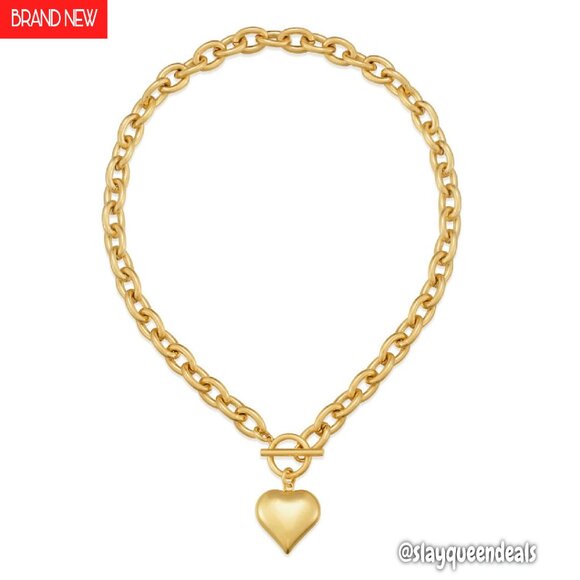 Chunky Gold Plated Lion Head Pendant Necklace 20.5 Inch Chain